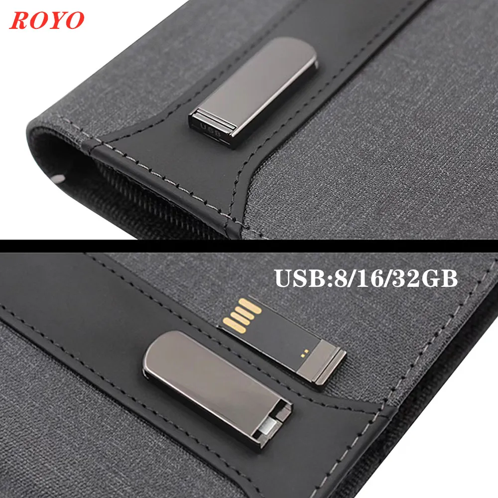 Factory OEM Diary Notebook with Power Bank and Usb Flash Drive Multifunctional Notebook Diary with Phone Charger