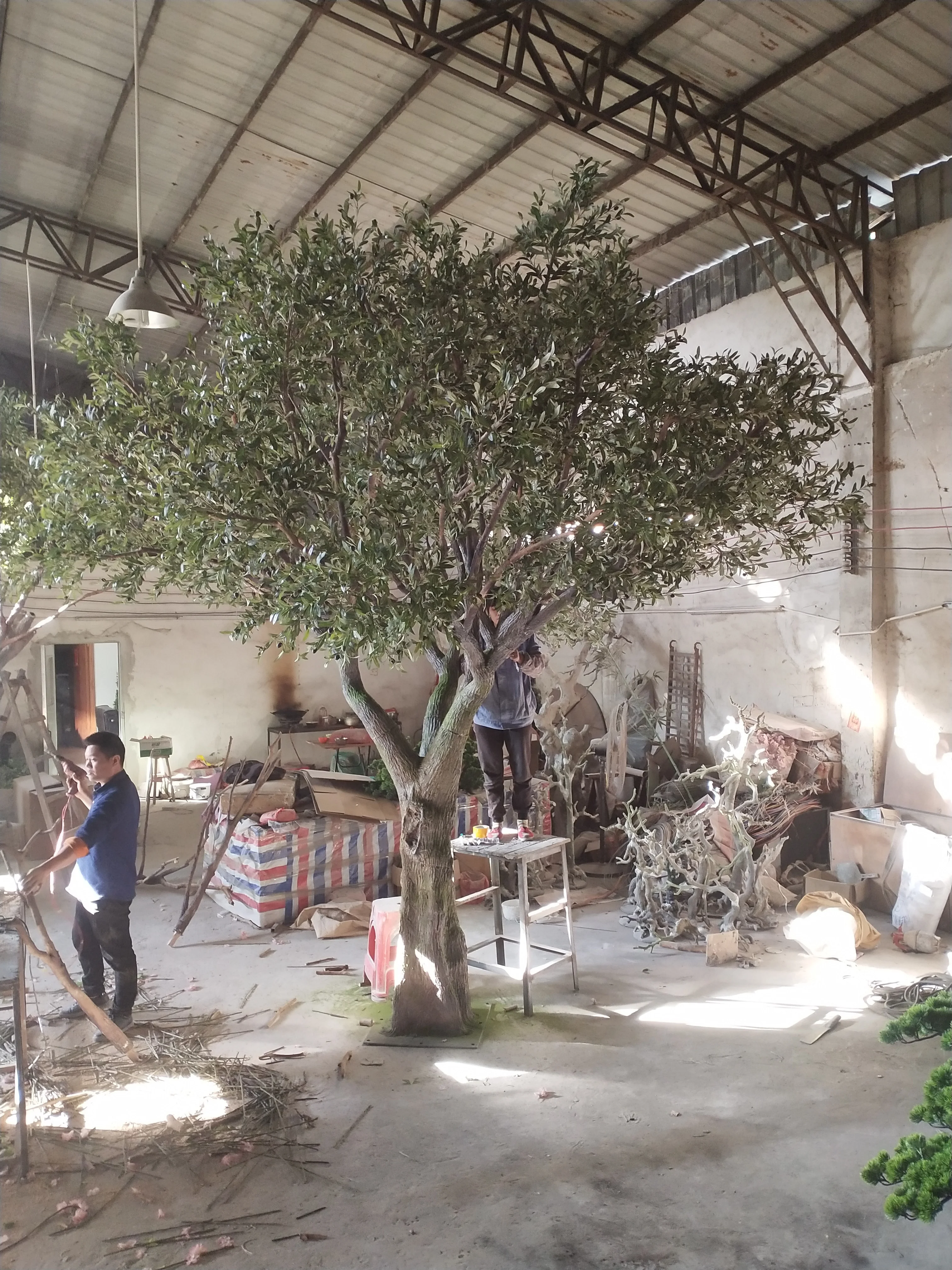 Искусственное оливковое дерево высотой 12 футов изготовленное из стекловолокна с пластиковой веткой для украшения отеля