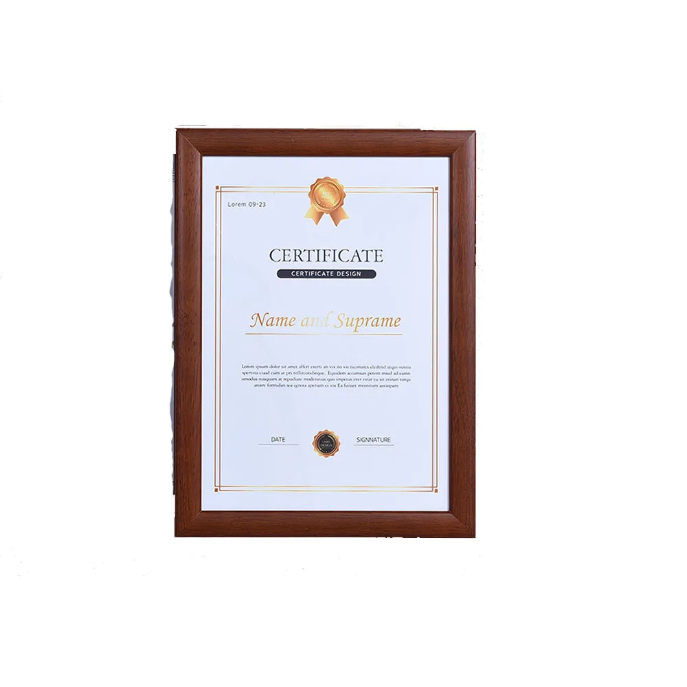Document or Certificate Frames Made of Solid Wood High Definition Glass