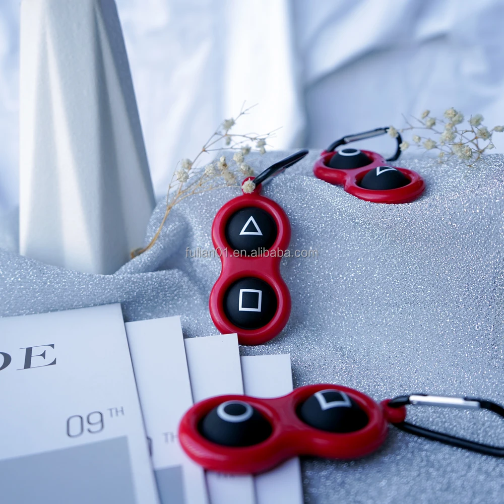 А35 2 кнопки смайлик кальмар игра силиконовая простая димпль Непоседа игрушка сенсорная игрушка с брелком для снятия стресса и анти-тревога