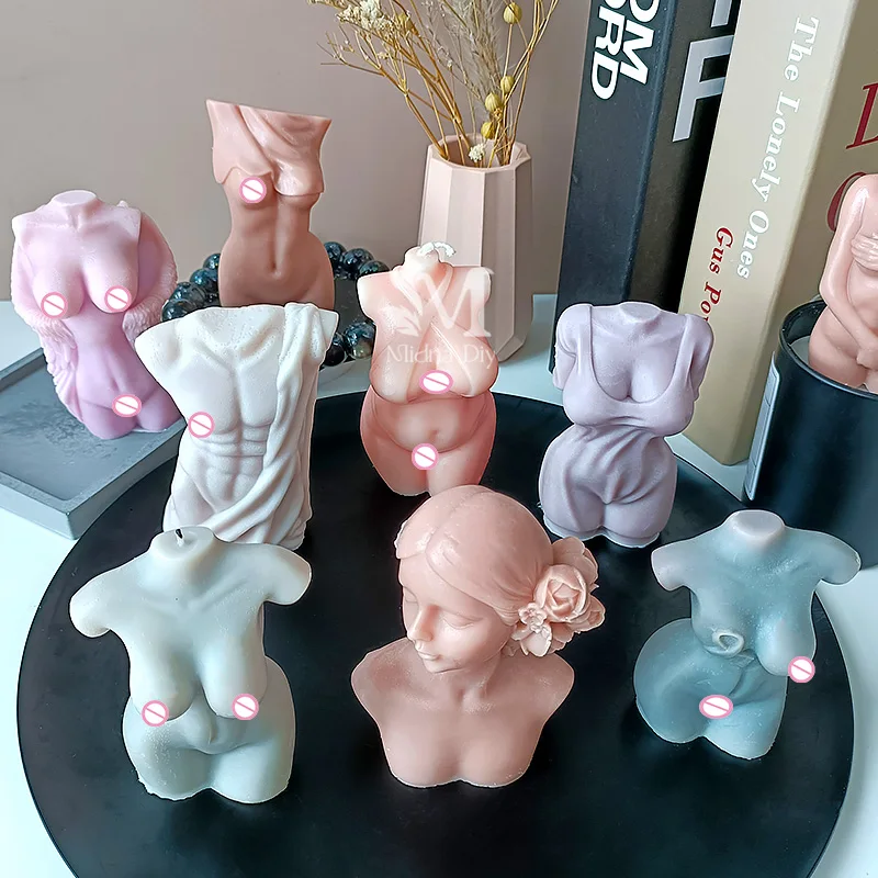 C-081  Custom Colors Large Size 14cm Female Lady Torso Sculpture  Candles Art Human Woman Nude Body Shape Scented Candle