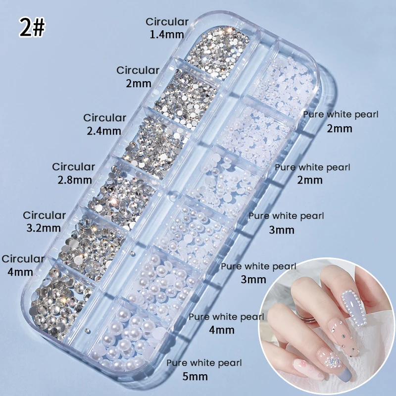 Colorful Crystal Nail Art Rhinestones Glass Nail Stones Shiny Flatback