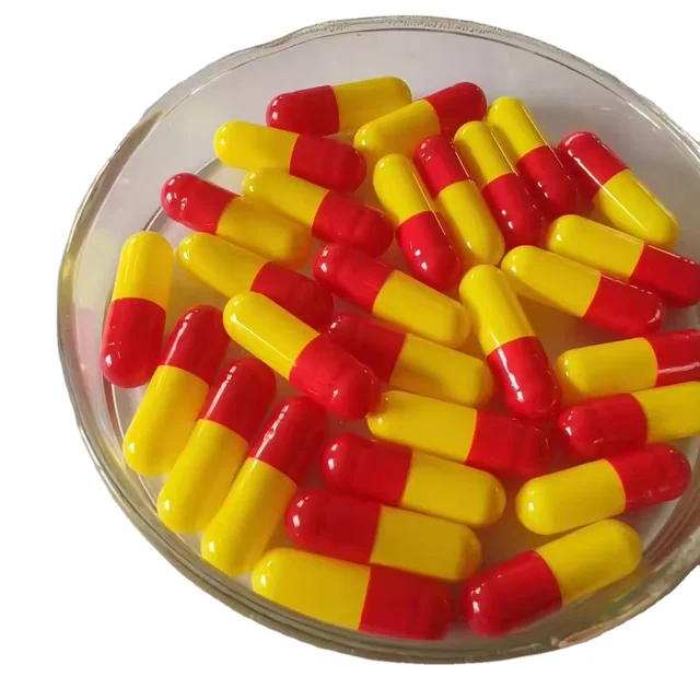 Professional manufacturer  #0 0# red yellow customized empty (hollow ) hard gelatin capsule capsules