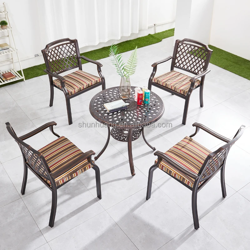 Hot Sale Outdoor Cast Aluminum Table And Chair Garden Metal Dining Set
