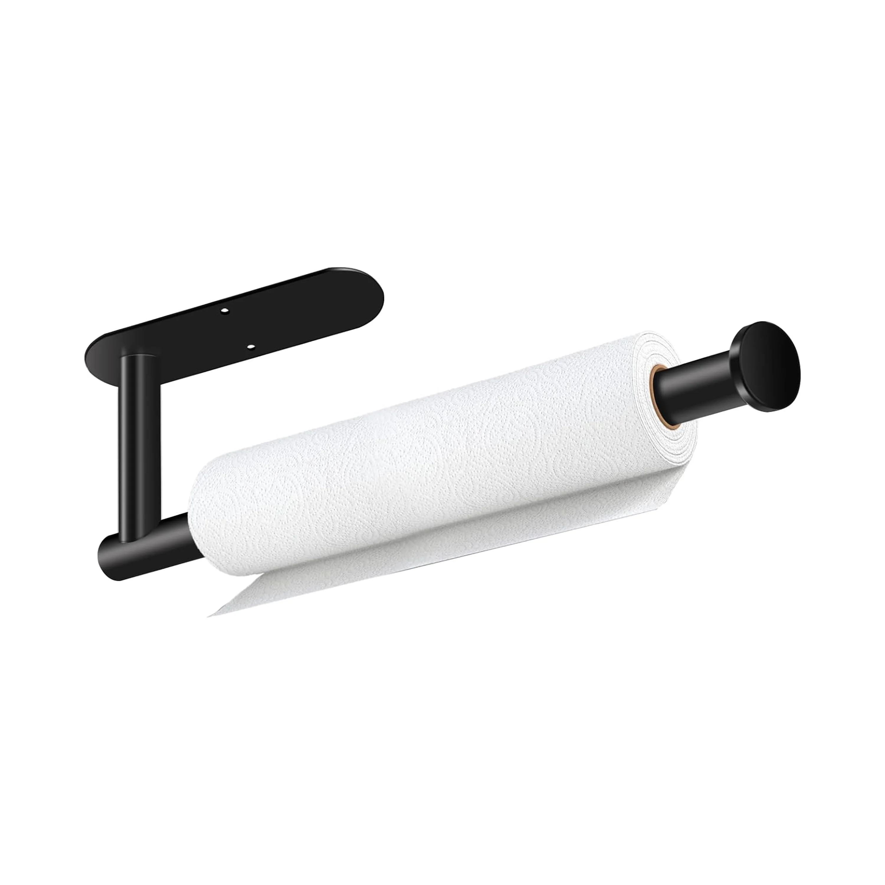 product wooden wall mounted paper towel holder self adhesive or drilling kitchen paper roll rack for bathroom laundry  pantry storage-3