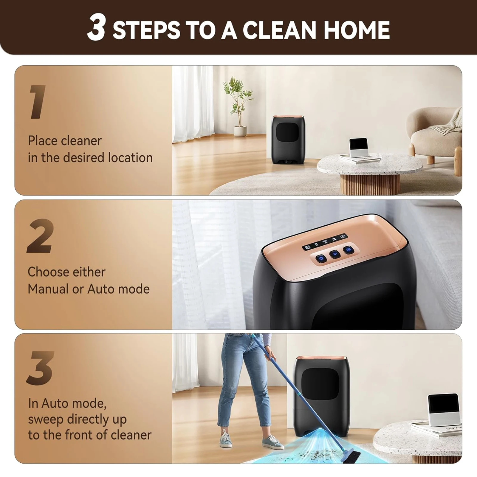 Automatic Touchless Vacuum Cleaner Ultra Fast Powerful Dustpan Salon Pet Hair Food Dirt Sweeping Kitchen Vacuum
