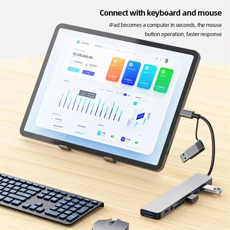 Dongle Docking Station USB 3.0/2.0 Ports Type-C Hub Adapter 3.5-mm Jack for USB C PC/Samsung S8-10/Huawei Mate10/P20/P30