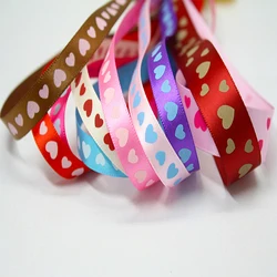 Заводской поставщик, оптовая продажа, Пользовательский логотип, полиэфирная Золотая фольга, атласная лента для украшения упаковки