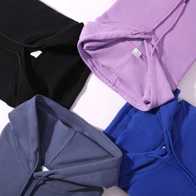2024 Fashion Spring and Autumn Hooded Cotton Sweatshirt With Pocket Plus Size Shoulder Loose Solid Color Hoodies