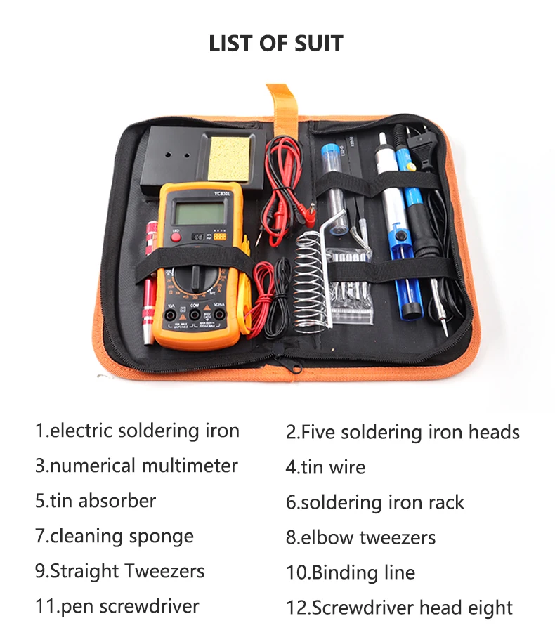 60W Soldering Iron Kit With Digital Multimeter – Adjustable 200-450°C, For Home & Auto DIY, Battery Included