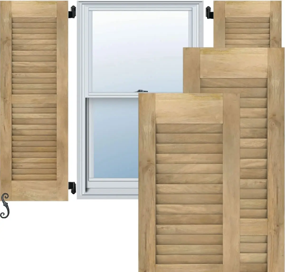 European Solid Wood Panel Shutters Frame Decorative Wall Window High Quality Louvers Frame Wooden  Outdoor Shutter