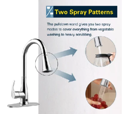 Rajeyn Kitchen Motion Sensor Faucet with Pull Down Sprayer Water Flow Switchable Battery Power Supply