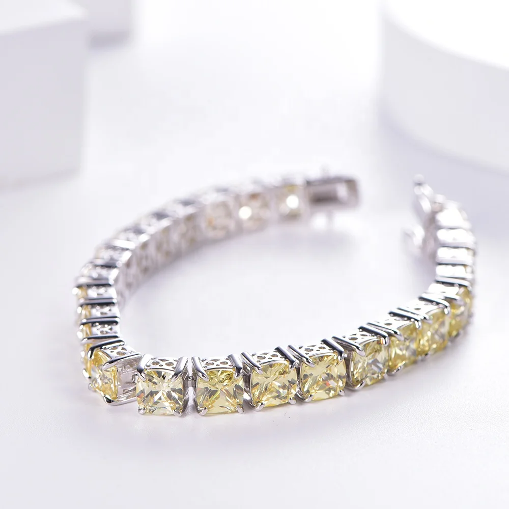 2022 girl canary diamond bracelets jewelry yellow stone designer cuff bracelet homme women friendship silver crystal bracelet