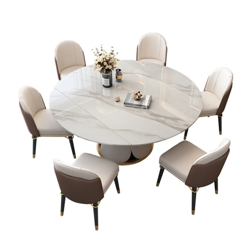 Light Luxury Round Table Family Extendable Living Room