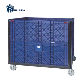 Easy Assembly Moving Bulk Ventiled Plastic Container Foldable Plastic Pallet Box Container With Wheels Cargo & Storage Equipment