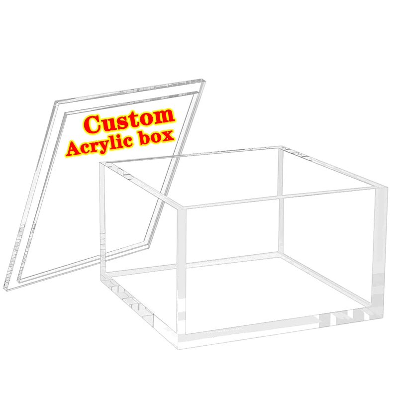 Custom Clear Plexiglass Cube Display Box with Removable Lid