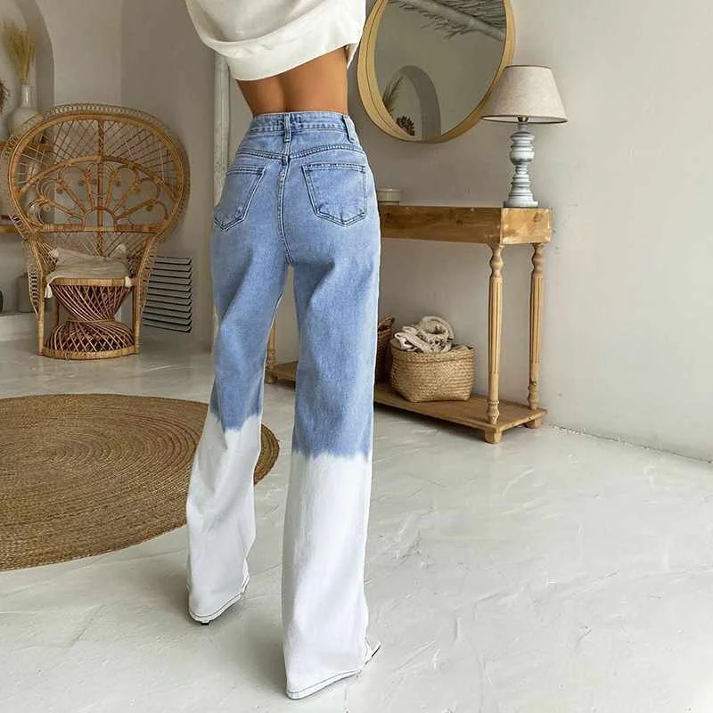 Nieuwe Jeans Kleur Bijpassende Hoge Taille Rechte Broek Meisjes Vrouwen  Casual Broek Vrouwen Straat Foto Wind Blauw Wit - Buy Elastische Bottom Jeans  Meisjes Top Jeans Broek,Sexy Jeans Korte Broek,Blauw Mode Jogger