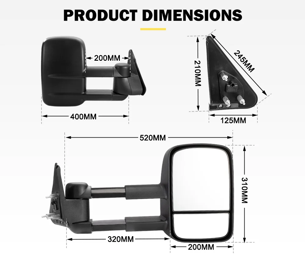 San Hima Towing Side Rearview Mirror Extendable Towing Mirrors For