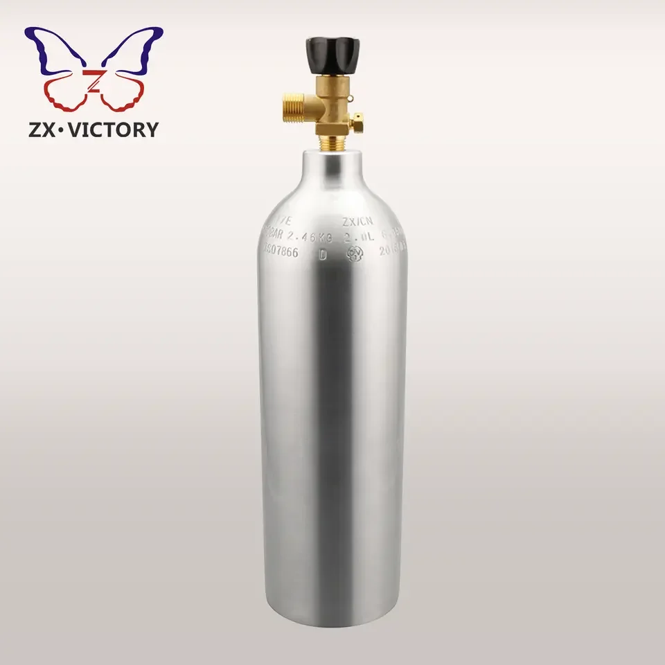 Zx Tped 2l Aluminum Co2 Cylinder With Valve For Soda Machine Co2 