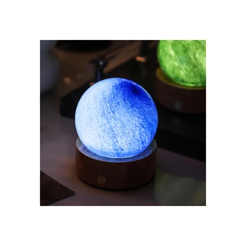 Decorative Table Lamp Desktop Portable Rechargeable Touch LED Night Light Round Crystal Glass Night Light with Switch