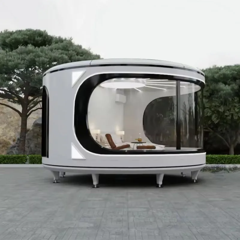 Tiny Prefab Movable Cabin Space Capsule Prefabricated Mini Round Glass Container House