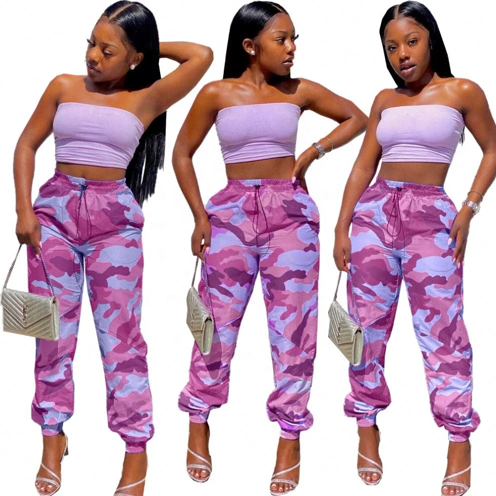 Pantalones Informales De Cintura Alta Para Mujer,Pantalón Con  Cordón,Holgado,Estampado De Camuflaje Rosa,Largo,Para Calle - Buy Calle  Desgaste De Las Mujeres Pantalones De Lápiz,Alta Cintura Cordón Suelta Dama  Casual Pantalones,Rosa Camuflaje Verano 
