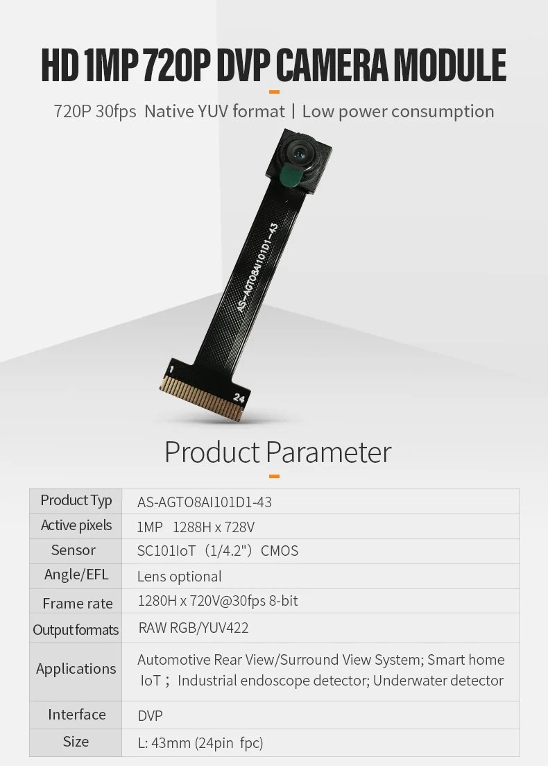 DGZX HD Dvp Car Rearview Camera Esp32 1MP 720P Self-with YUV Format SC101IoT Thermal Camera Sensor Module插图