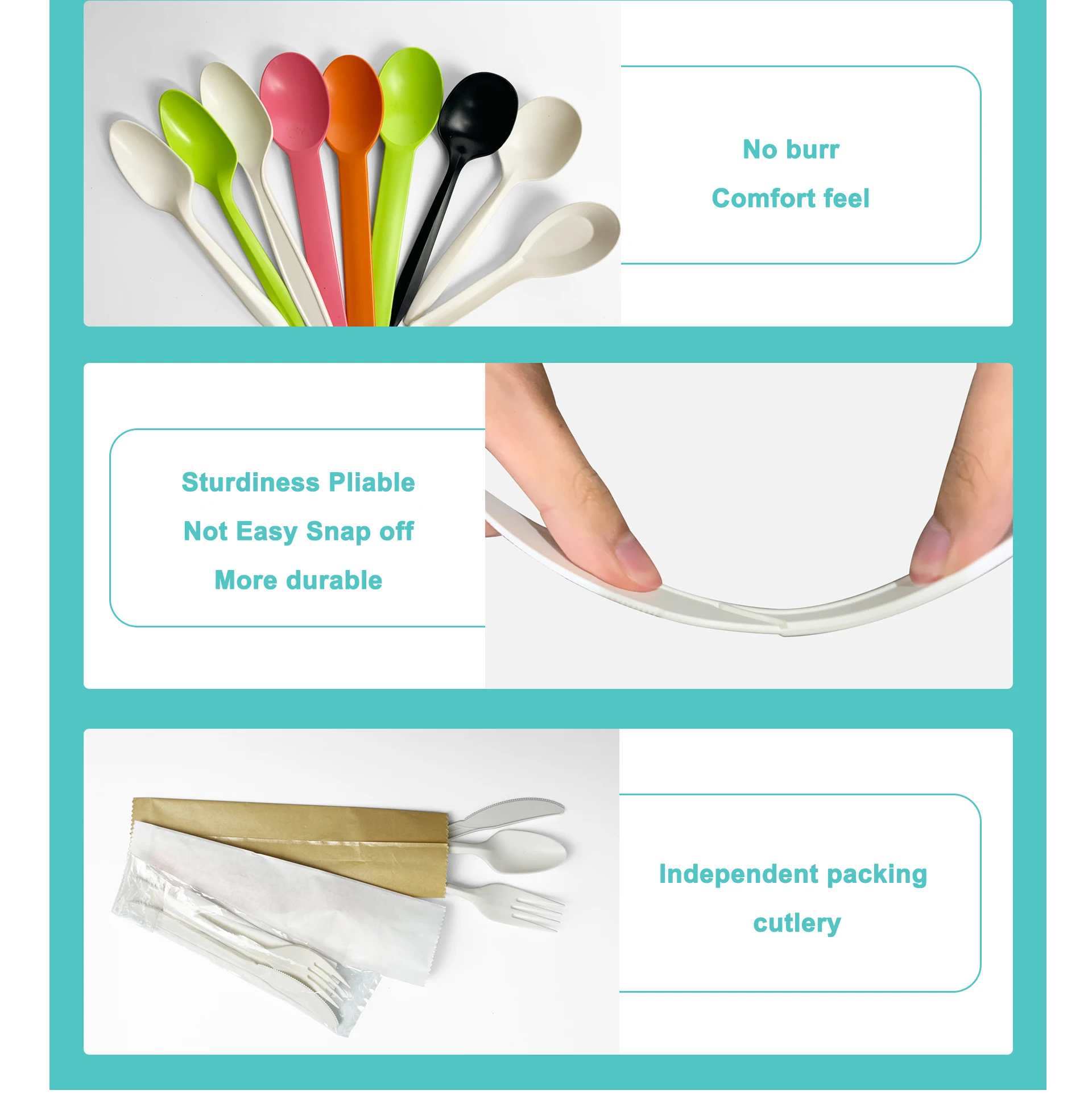 Custom Logo Corn Starch Cutlery Plastic Utensils Disposable Cutlery Eco Compostable Biodegradable Knife Forks Spoons Napkins Set