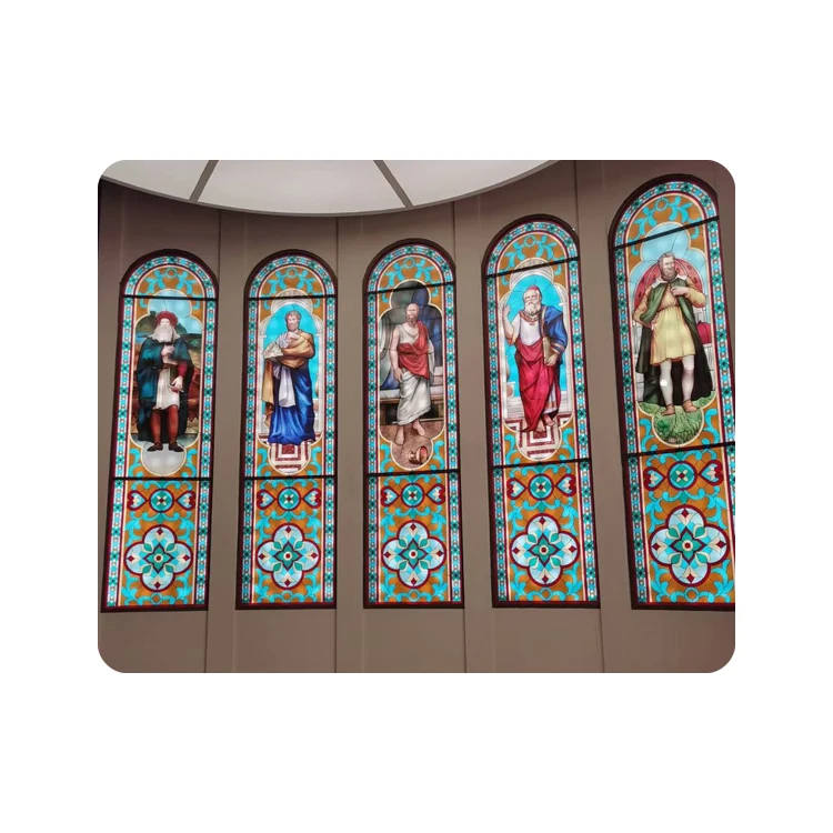 Architectural Religious Stained Glass windows Hand Painted Saints and Angels Lead Glass windows for Church Cathedral Mosque