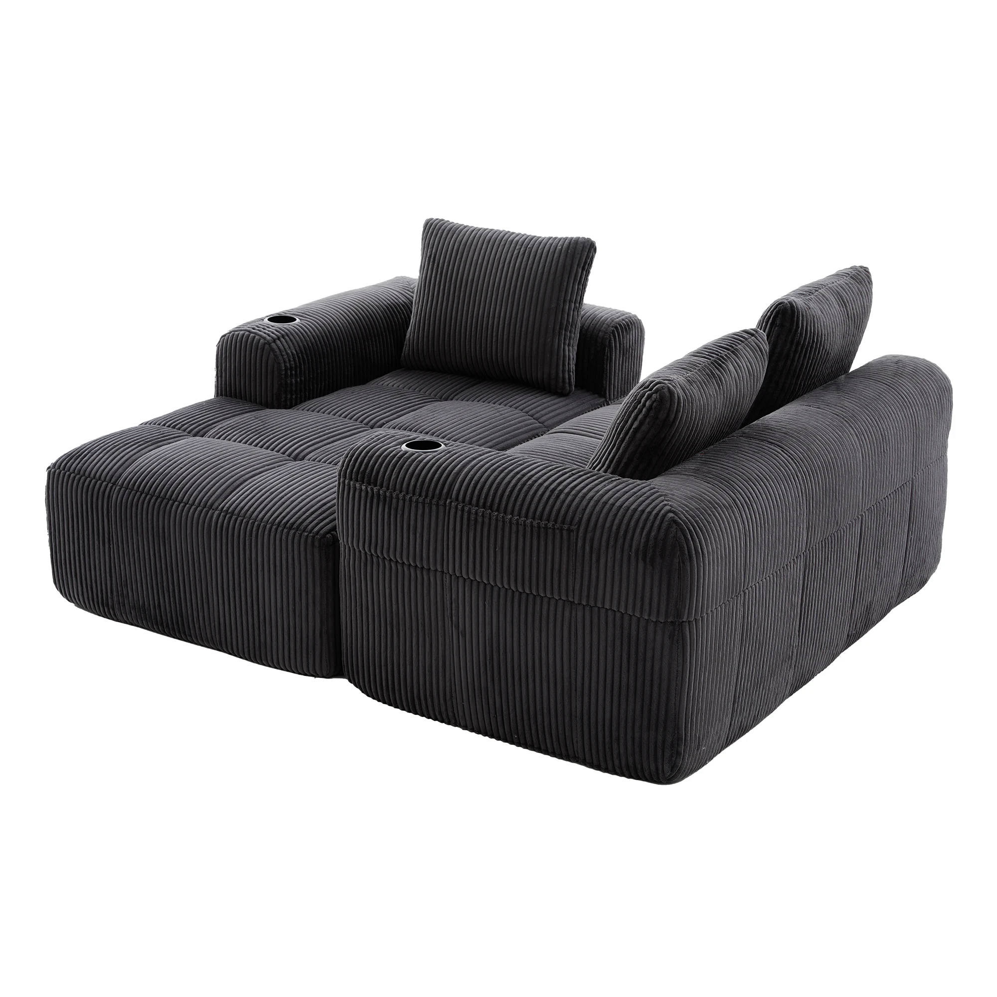 Sofa rétro velours vue 2