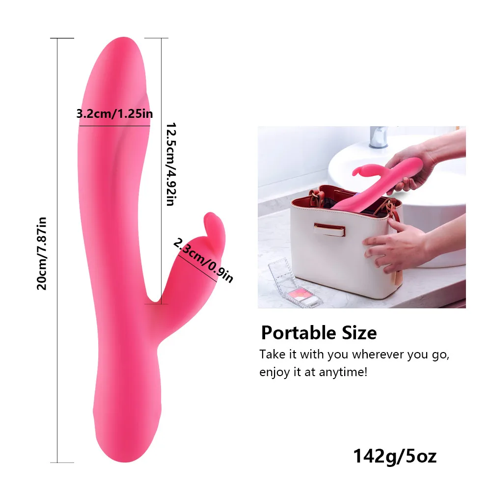 Women's Electric Vibrator Silicone Massage Stick Waterproof USB Rechargeable Rabbit Heating Temperature Raise Adult Sex Toys