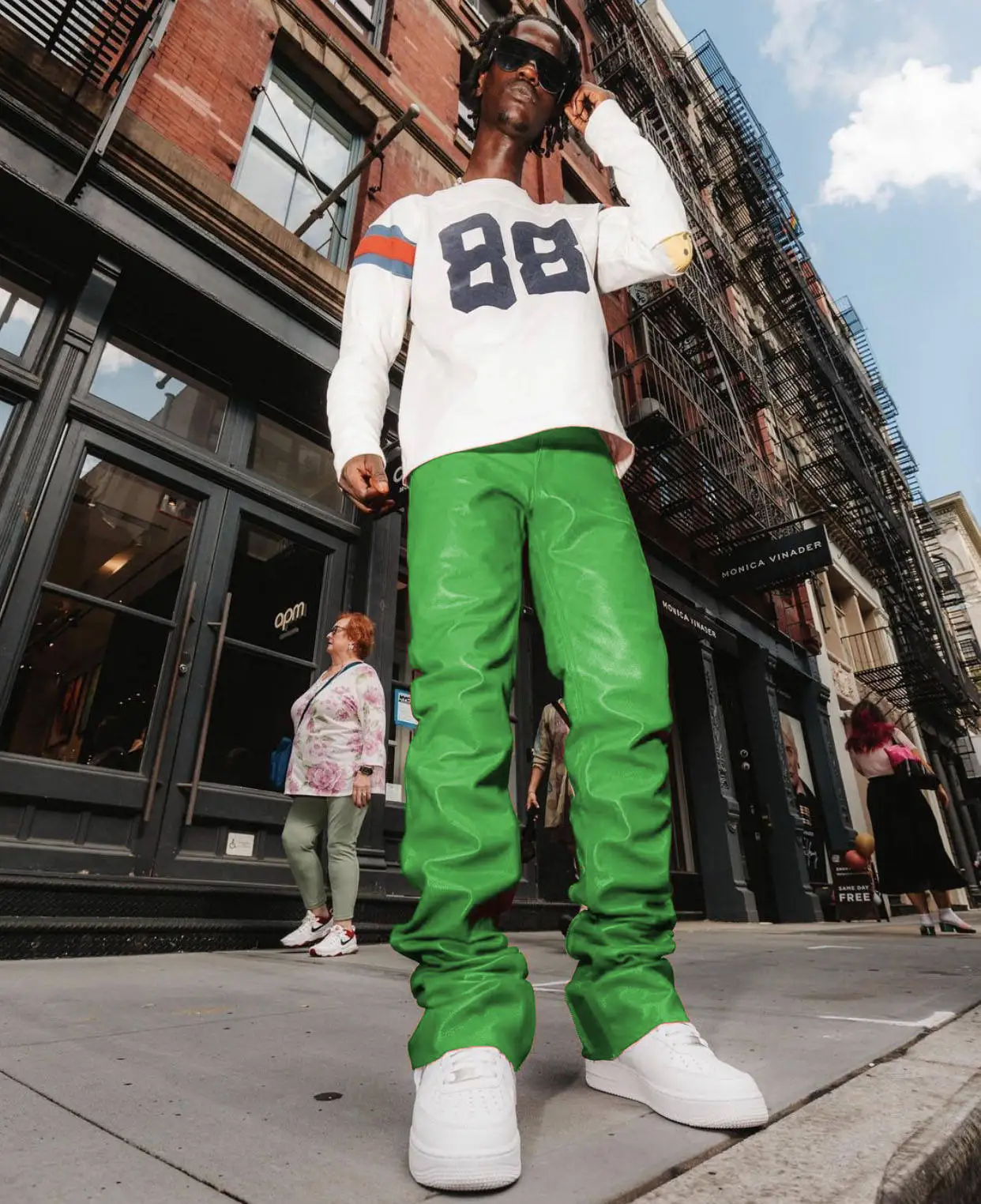 Custom Vintage Streetwear High Waist Zipper Pu Flare Sweat Trousers Custom Faux Leather Stacked Pants Men gallery 8