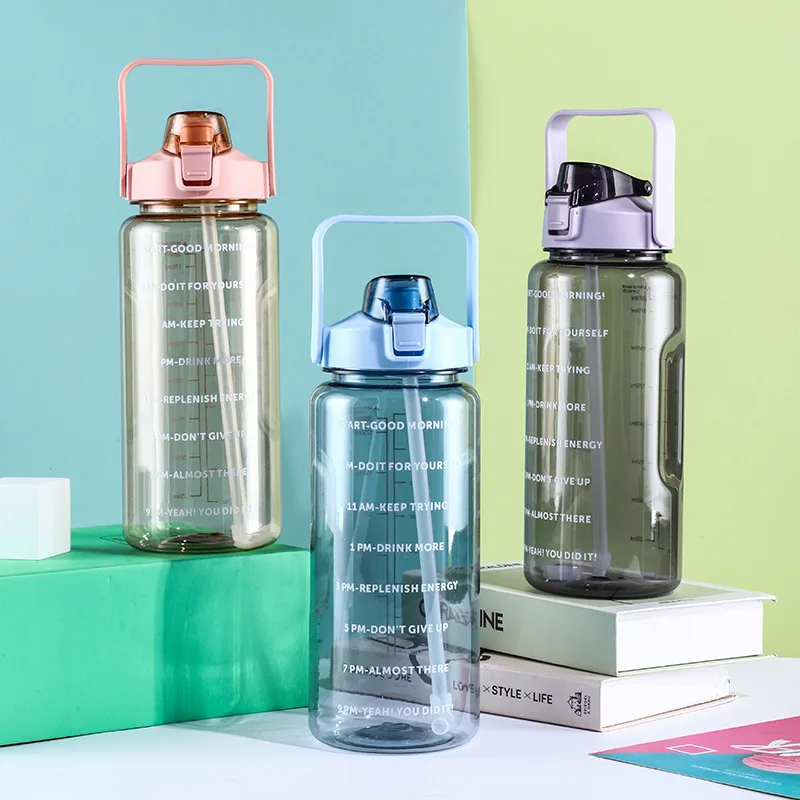 Motivational Large Water Bottle 2l Plastic Bottle Plastic Sports Water  Bottles With Time Marker