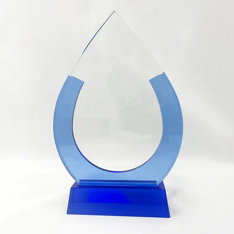 High Quality Handmade Custom Trophy Award Unique Design Resin Gold Hands Small Bridge UV Printing Quality Wholesale Glass Award