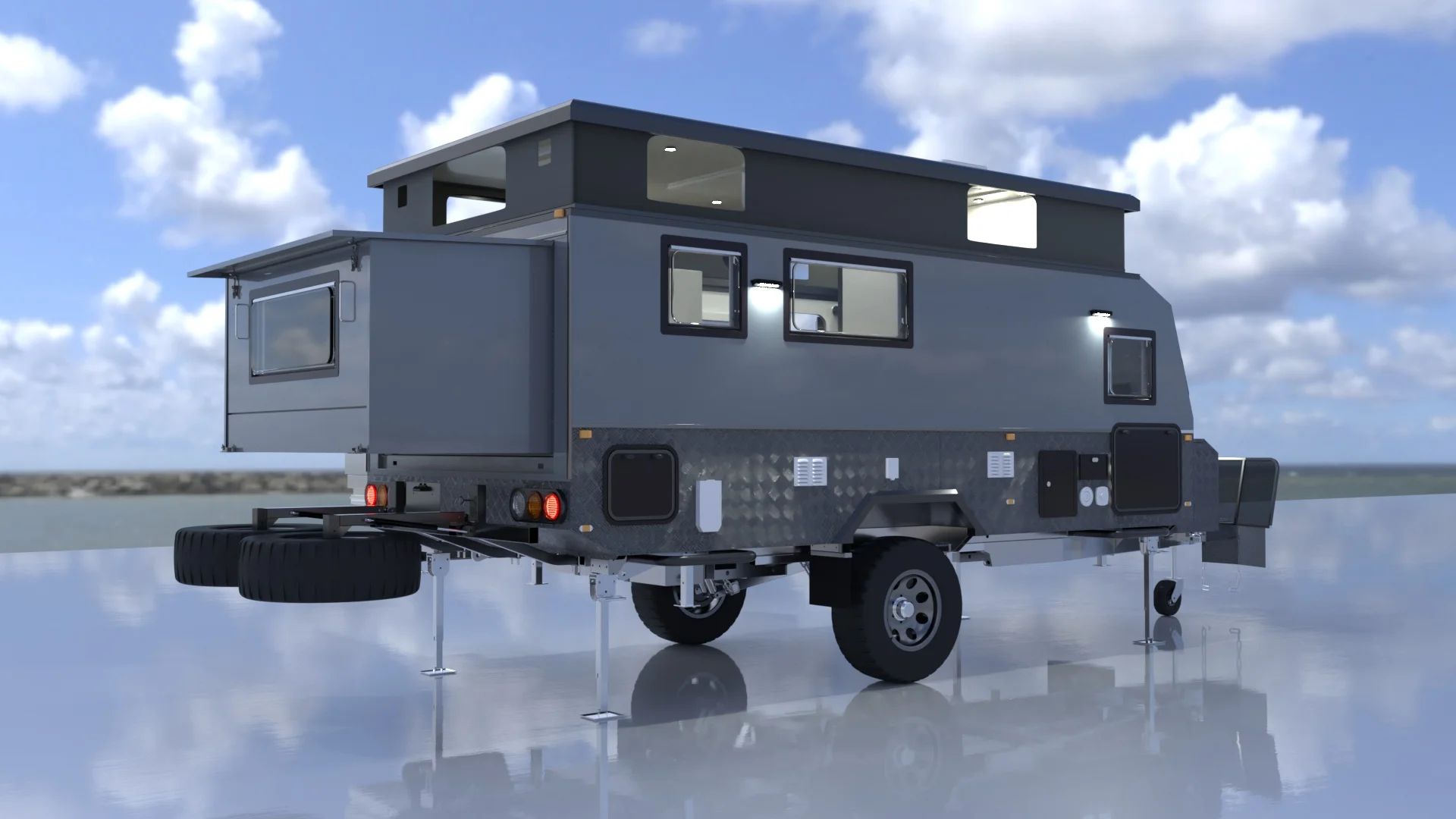 Ecocampor 15ft Hybrid RV Caravan Camper Trailer Van for Sale