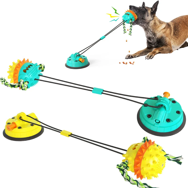 New Explosive Vacuum Suction Cup Pull String Ball Dog Molar Toy Food Leakage Dog Chew Balls Food Dispensing Ball Chew Toy