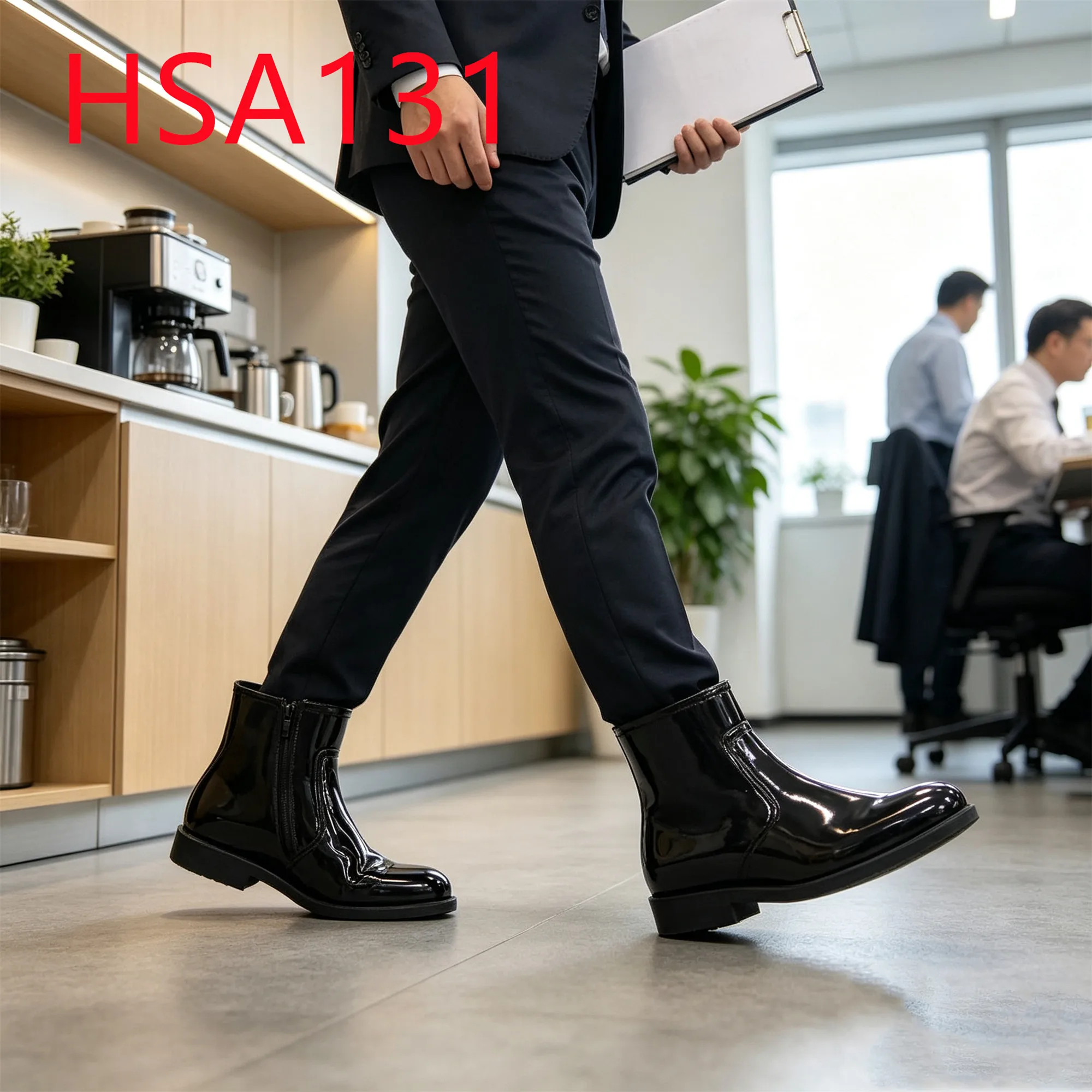 HY,Malaysia Premium Club Double Side Zip Men Leather Shoes Shrink-resistant Shining Leather Hua Singh Uniform Shoes HSA131