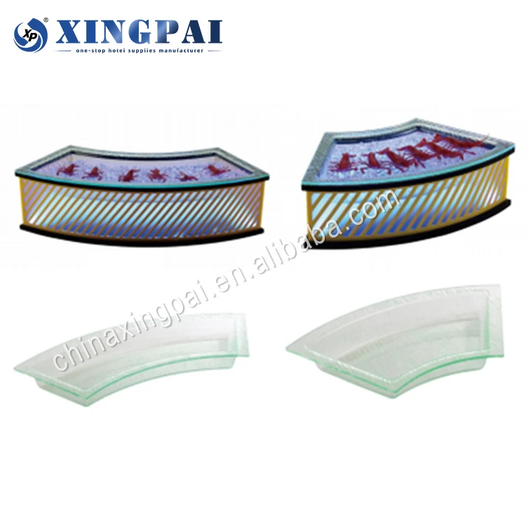 XINGPAI Led Acrylic Table Service Seafood Ice Bucket Ice Display Buffet Food Display Stand for Restaurant