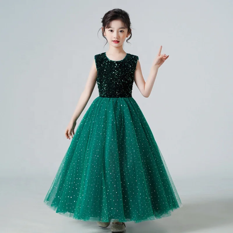 Q87 2022 New Style Summer Cute Long Princess Dress Birthday Evening Party  Children's Dress for Performance Kids Dress for Girls