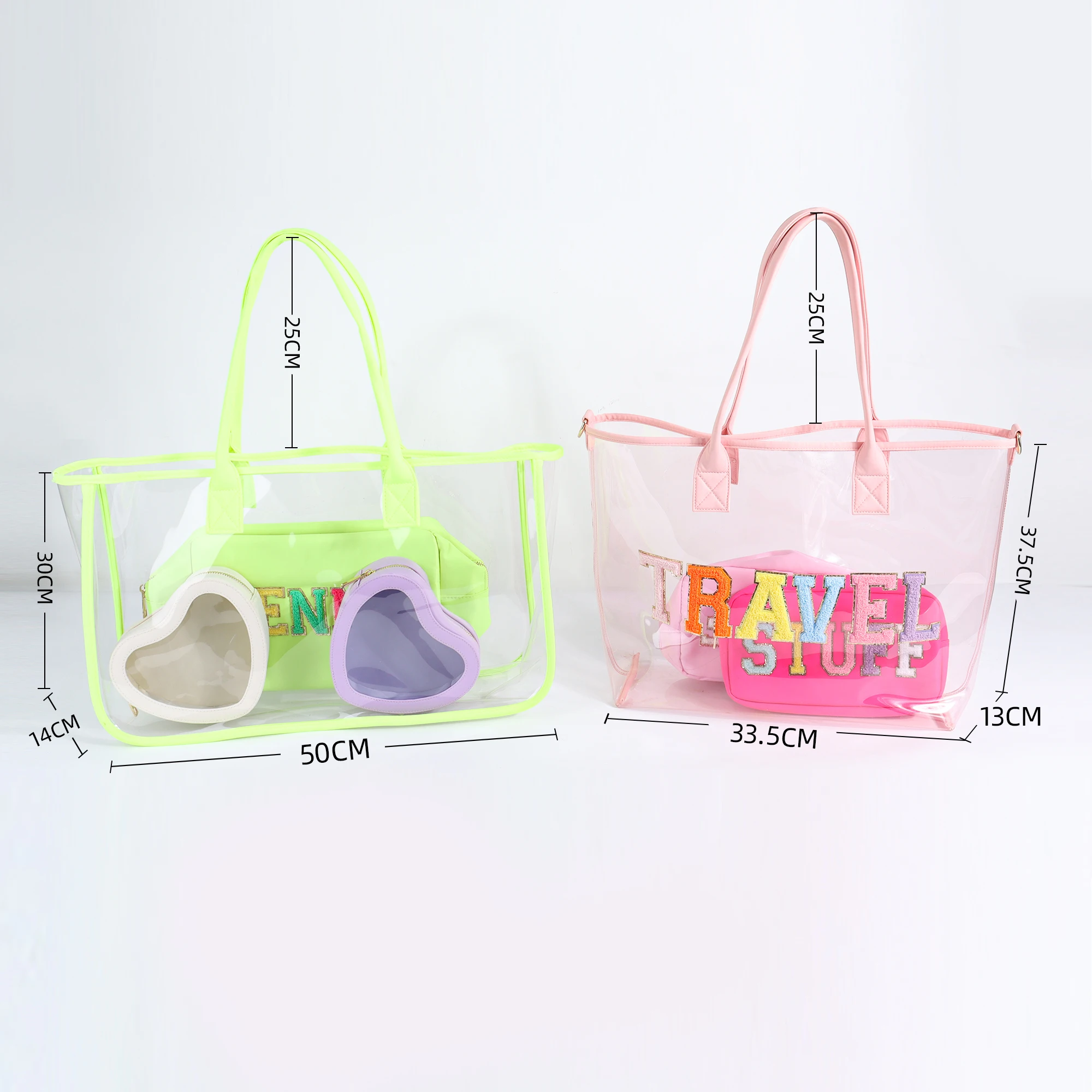 clear tote bags pink