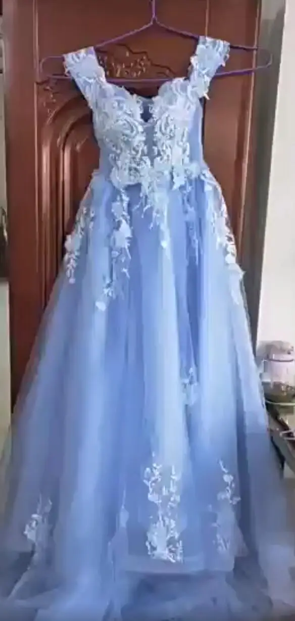 2023 Sweetheart Off the Shoulder Lace Appliques Light Blue Corset Back  Bridal Gowns Colored Plus Size Wedding Dresses