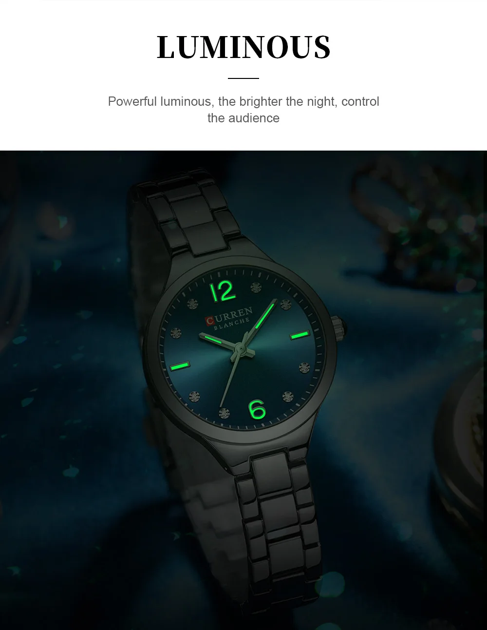 Curren 9105 Women Elegant Watch Stainless Steel Fashion Diamond Number Dial Ladies Watches Luminous Casual Quartz Wristwatch