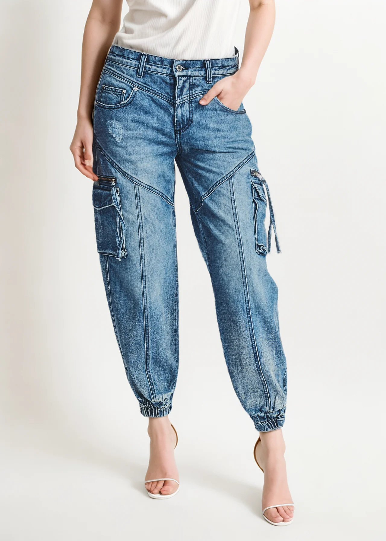 Custom Wholesale Factory Direct Sales Women's New Casual Fashion Washing Process Overalls Elastic Foot Pants Jeans