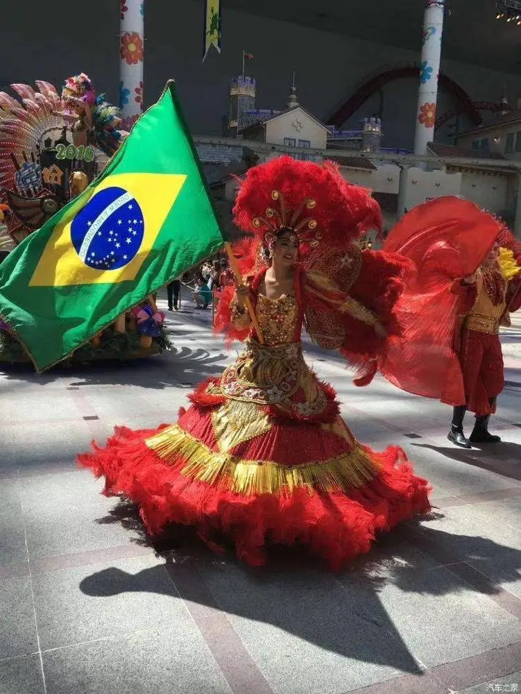 ブラジルサンバパレードコスチュームカスタムダンスパフォーマンスコスチュームホリデーレッドドレス