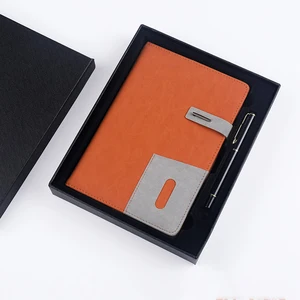 Custom Luxury A5 Notebook Set Spiral Bound Hardcover PU Business Journal Printed Organizer with Pen Gift Box