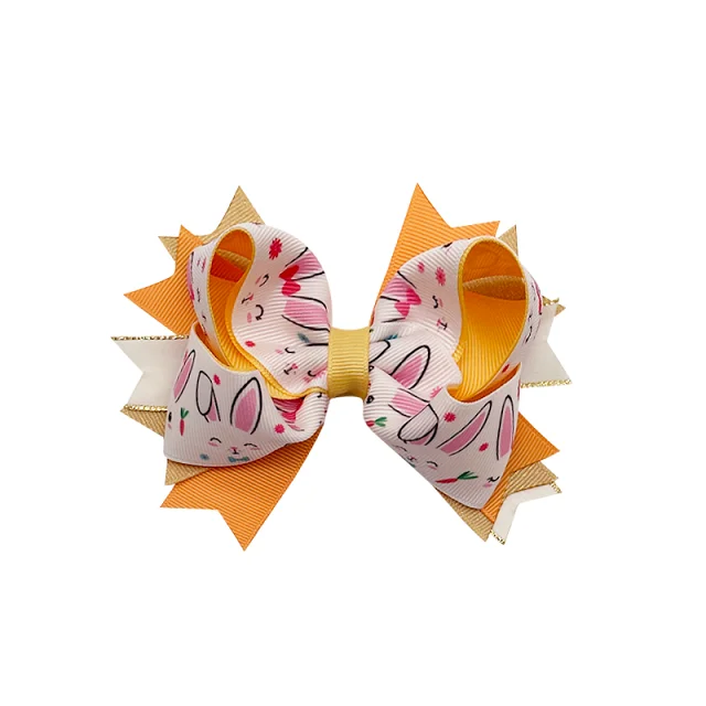 Аксессуары для волос ручной работы с изображением Пасхальных Кроликов, украшенные извращенными цветочными лентами, заколки для волос, аксессуары для девочек, банты для волос