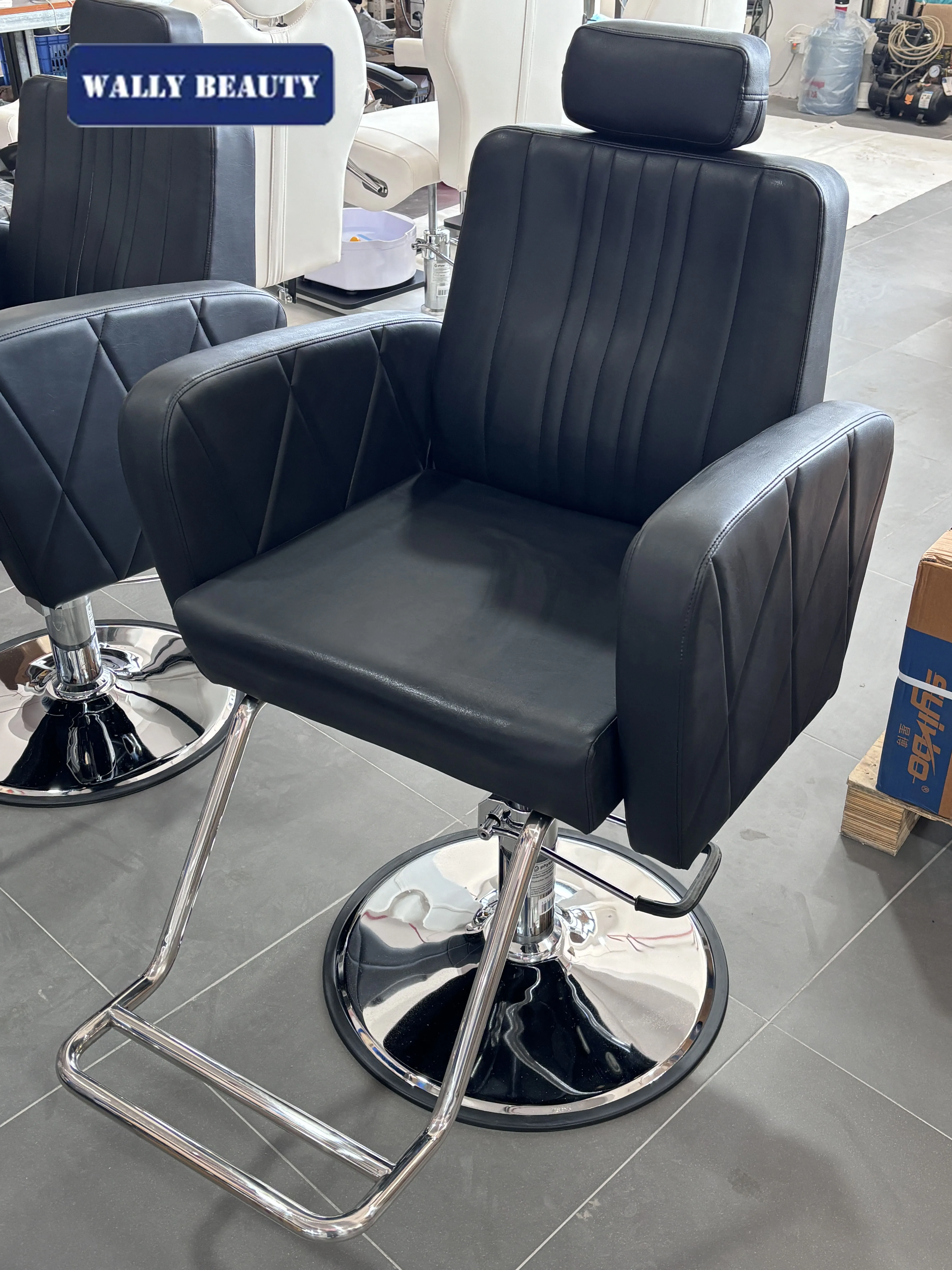 Wallybeauty Popular Round Metal Base Barber Chair For Men's