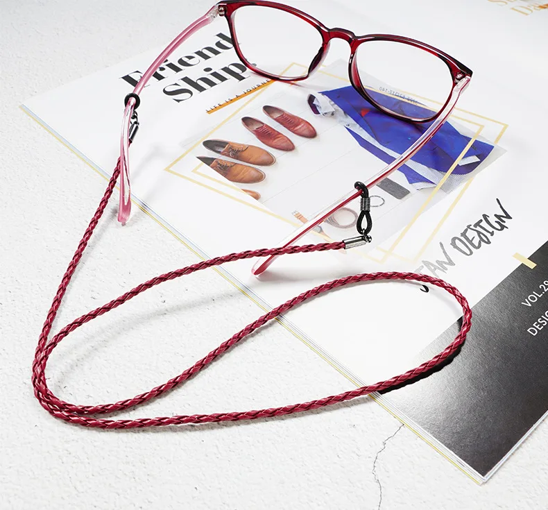 Custom Multi Color Braided Pu Cord Anti-lost Strap Face Masking Lanyard Eyeglasses Necklace Holder Masked Chain