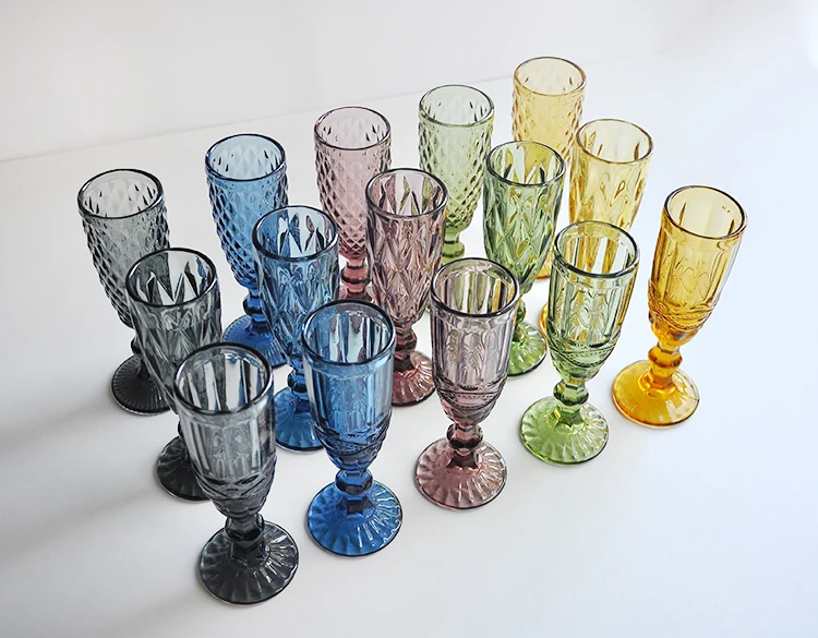 Colored Wine Glassware Amber Black Blue Wholesale Cheap Vintage Water