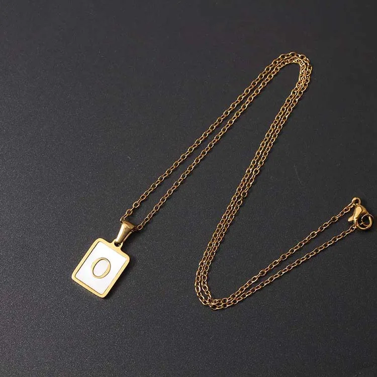 Initial Letter Square Pendant Necklace